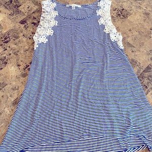 Blue & White Striped Tunic Tank